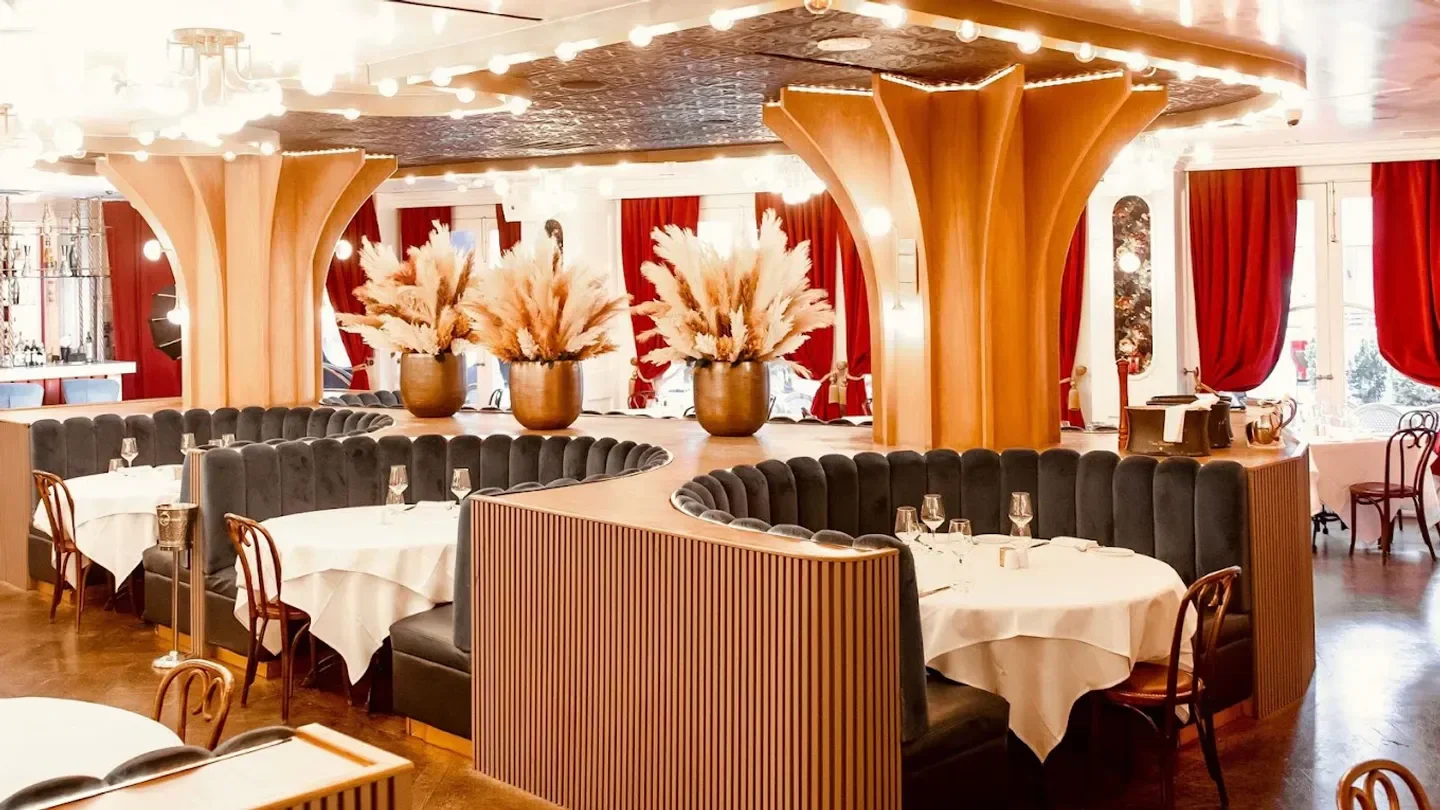 Elegant interior of Maison Close restaurant in New York City with stylish design elements.