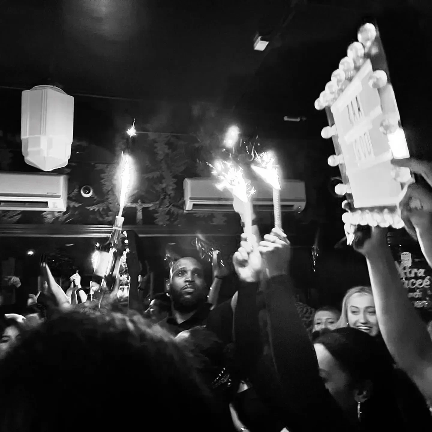 Sparklers and party at The DL Rooftop nightclub in New York City