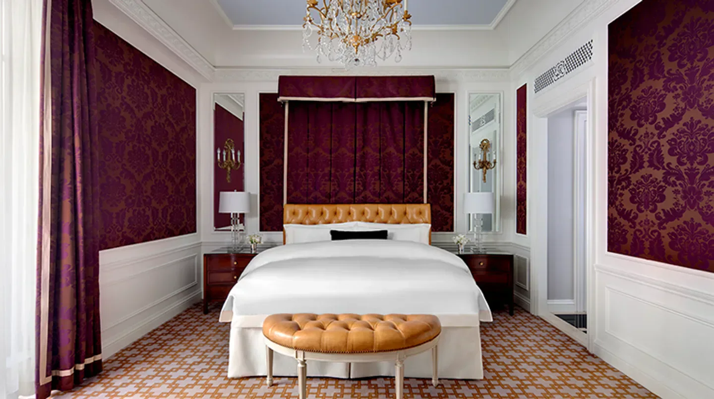 Elegant bedroom at The St. Regis New York hotel, a luxury stay in New York City.